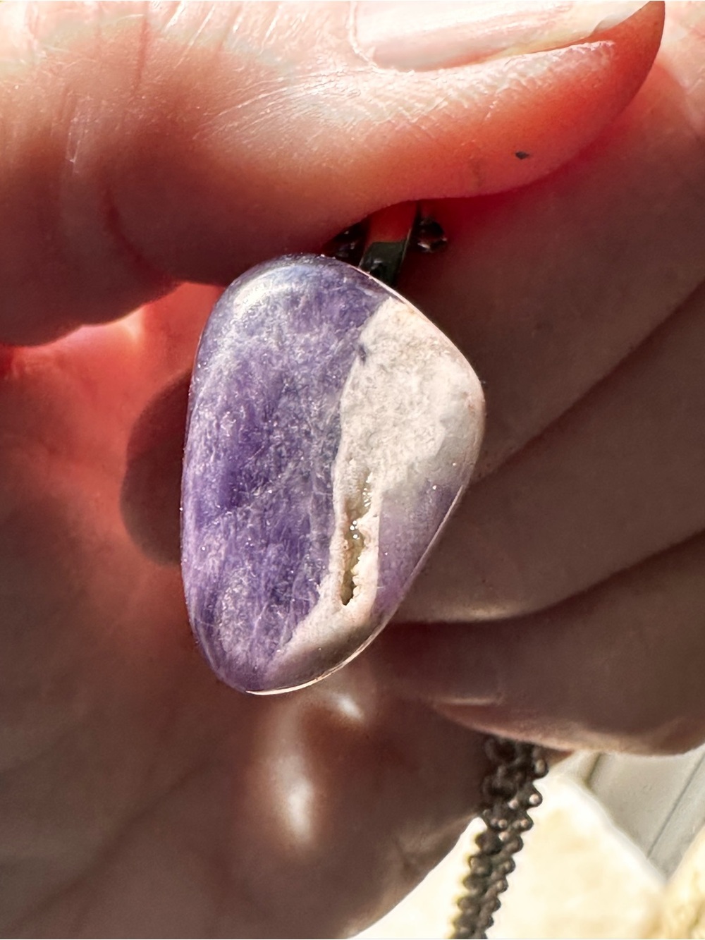 Hand Crafted Purple and White amethyst Stone Pendant Necklace - Women Jewelry